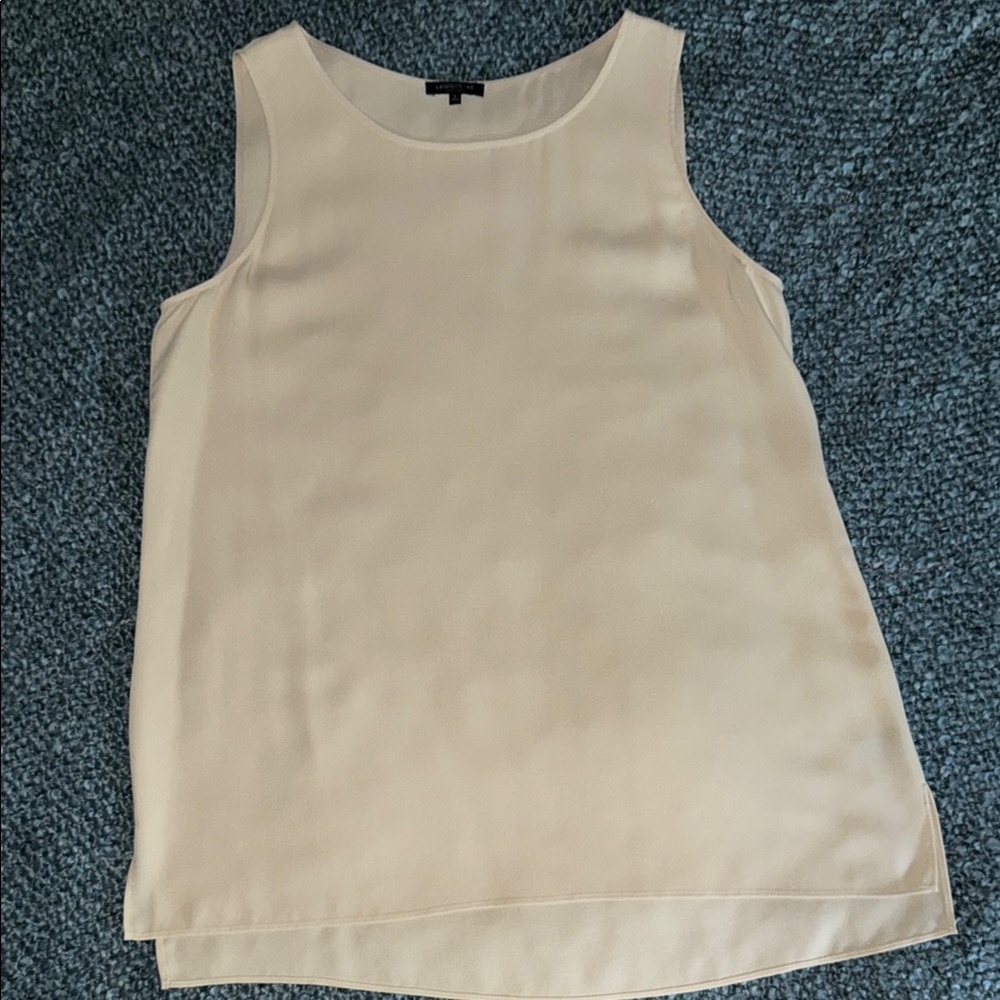 Lafayette 148 New York Cream Silk Sleeveless Vented Tank Top